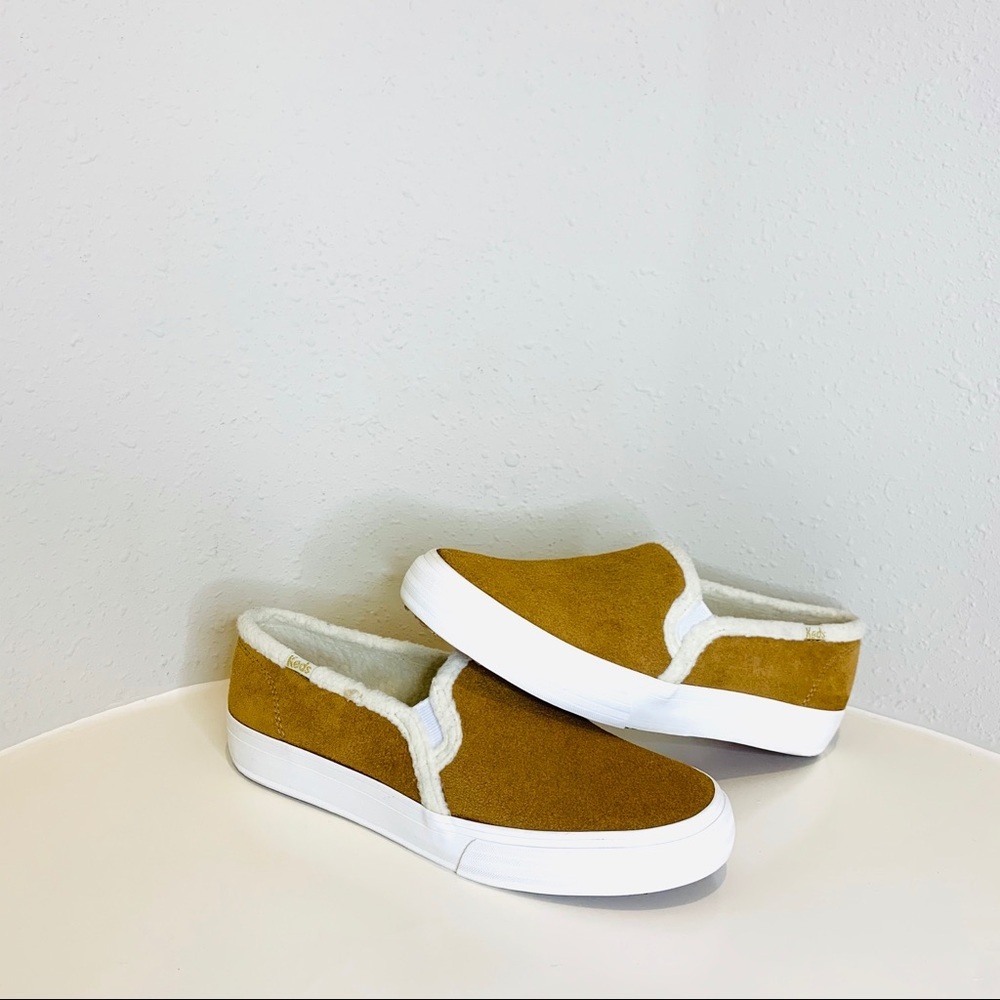 Keds Double Decker Shearling Suede Tan Sneakers Size 6.5 NWT